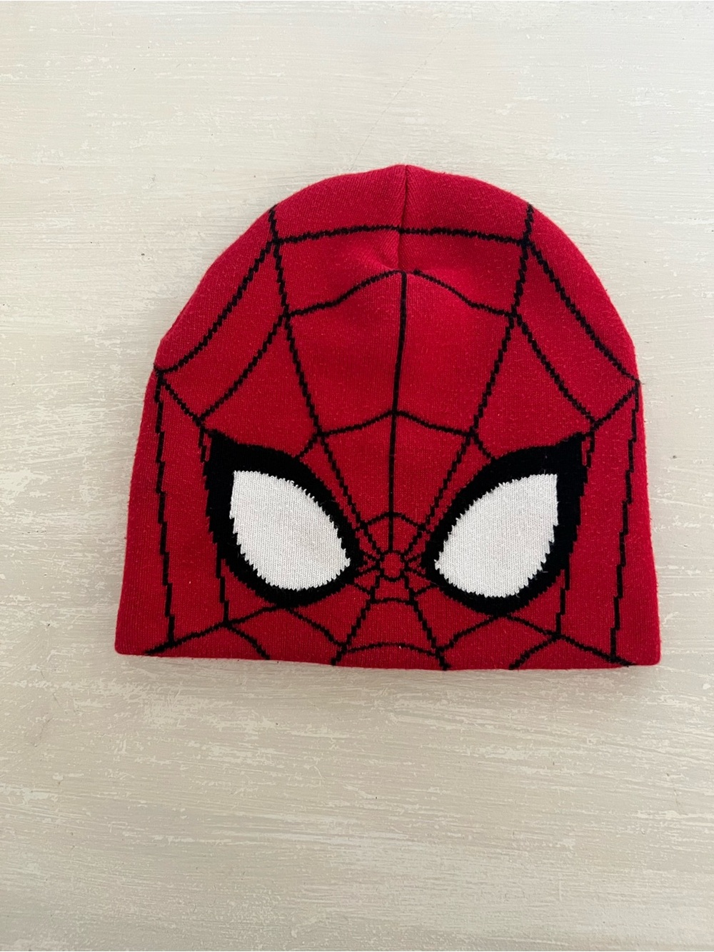H&M Marvel Spider-Man Beanie Hat Red Knit Web 8-12Y Kids